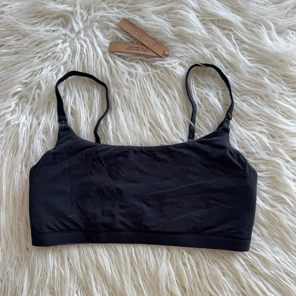 Skims Fits Everybody Maternity Pumping Scoop Bralette Onyx Size Medium